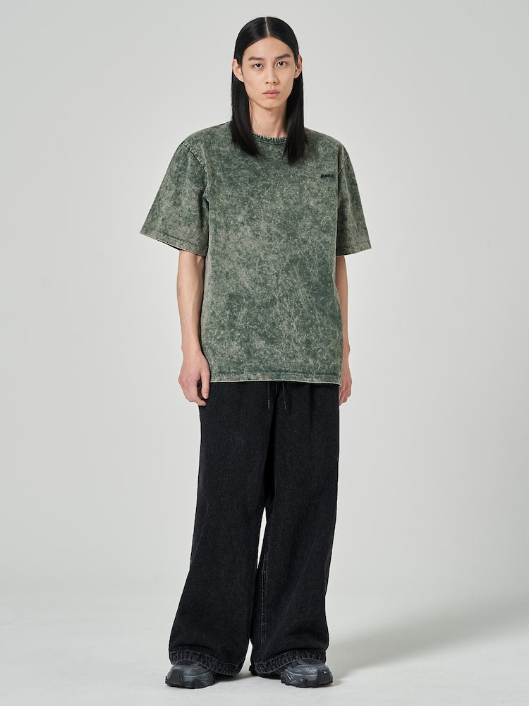 Loose Fit Garment Dyed Short Sleeve T Shirts Khaki