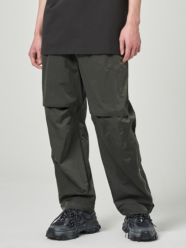 Low Crotch Nylon Pants Khaki