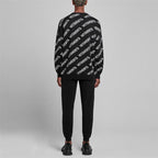 All over Logo Embroidered kinit sweatshirt Black