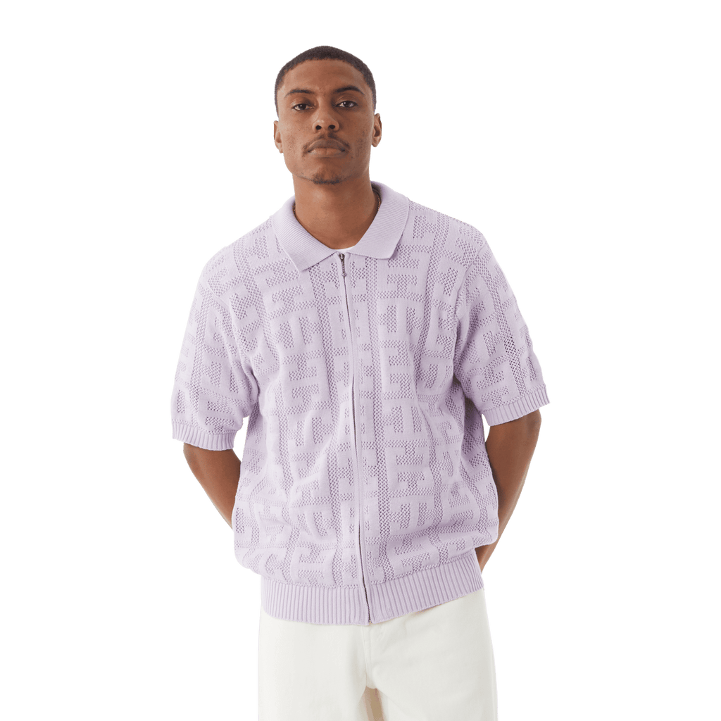 Monogram Jacquard Zip Sweater Lavender