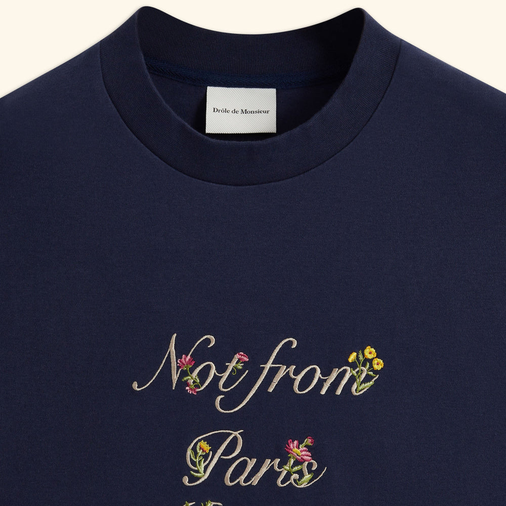 Le Tshirt Slogan a Fleurs Navy