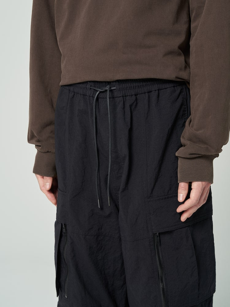 Nylon Puckering Pants Black