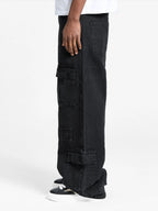 Wrinkled Canvas Cargo Pants Black