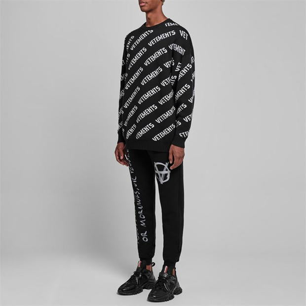 
                      
                        All over Logo Embroidered kinit sweatshirt Black
                      
                    