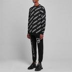 All over Logo Embroidered kinit sweatshirt Black