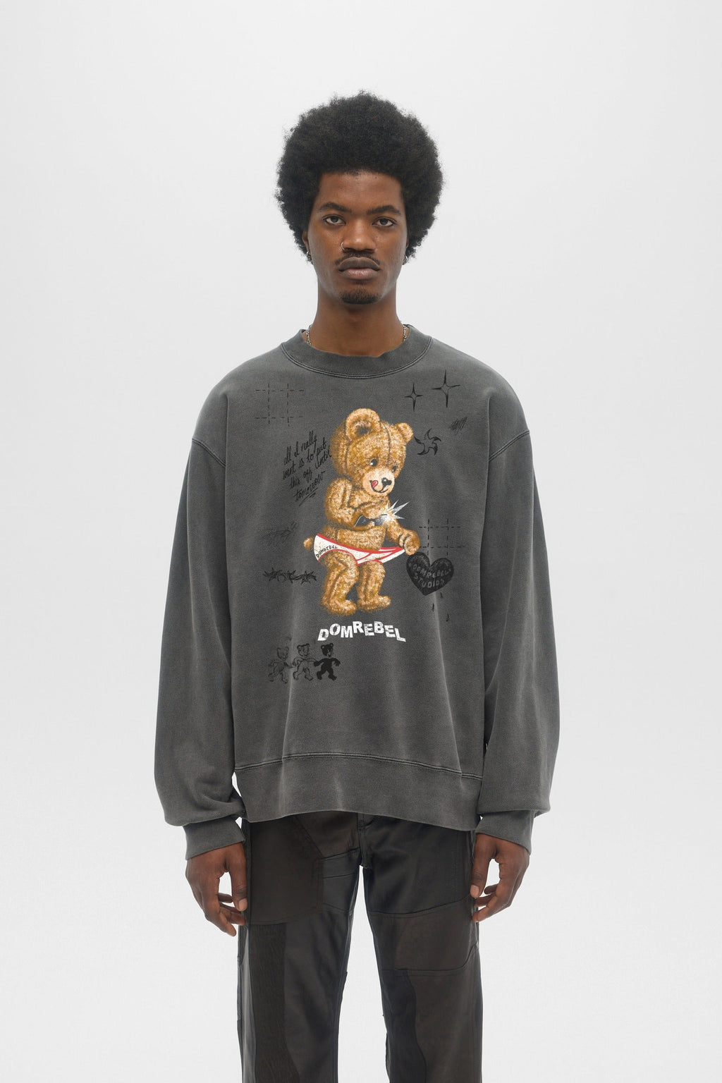 Snap Sketch Sweatshirt Faded Black Fw26