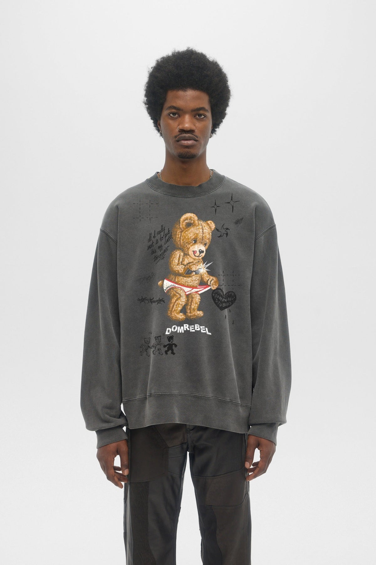 Snap Sketch Sweatshirt Faded Black Fw26