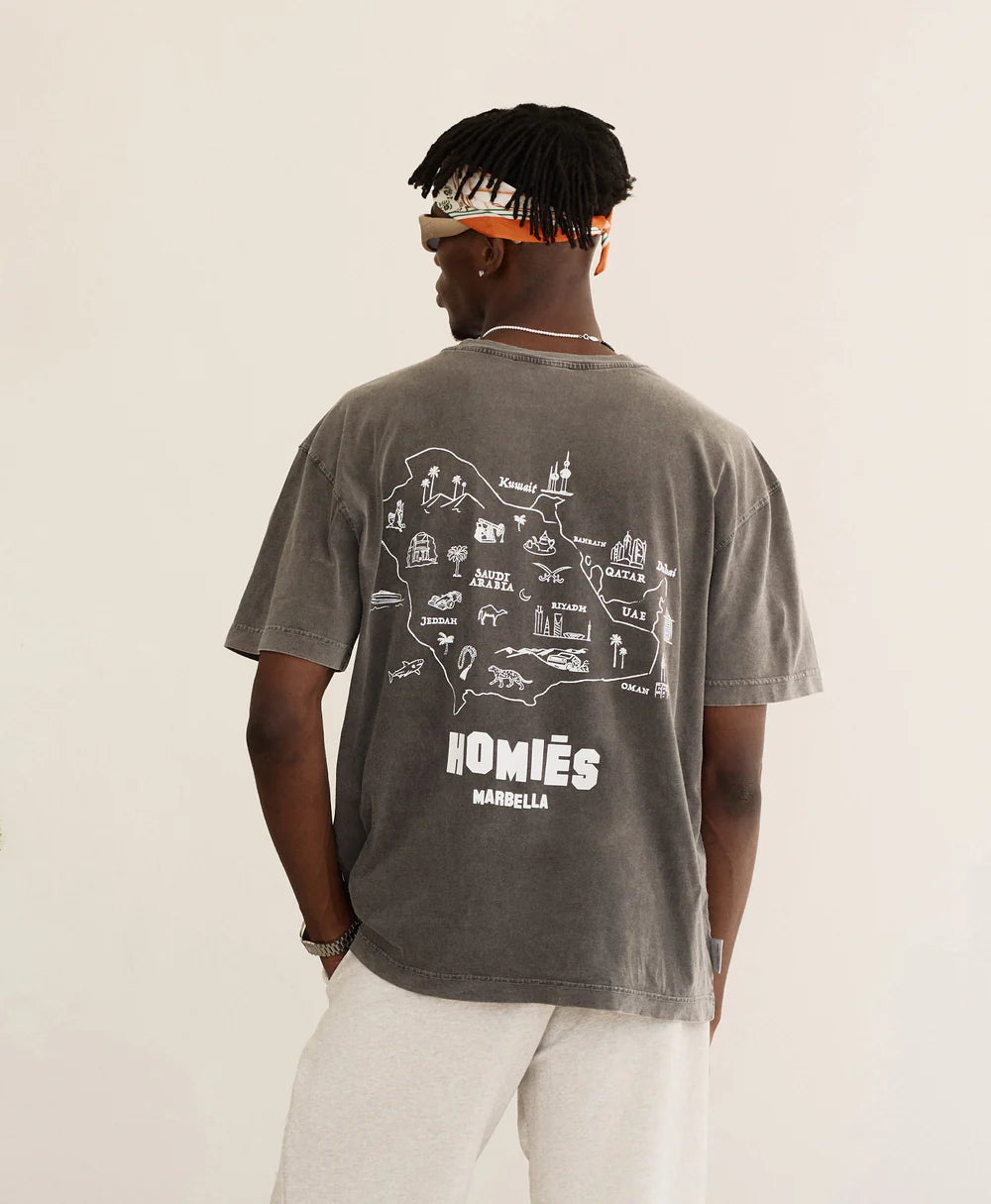 Mapa T Shirt Middle East Vintage Grey