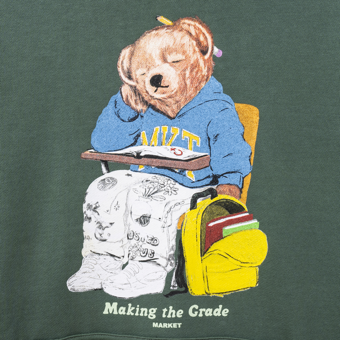 Making The Grade Bear Pullover Hoodie Fern