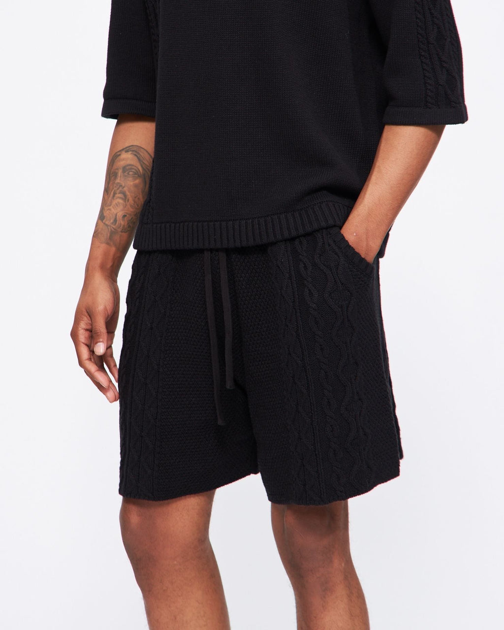 CHARLIE MOCK NECK KNIT SHIRT BLACK