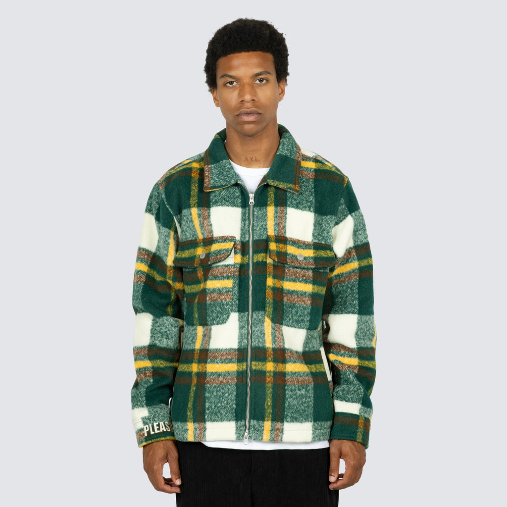 FOLKLORE PLAID WORK JACKET GREEN