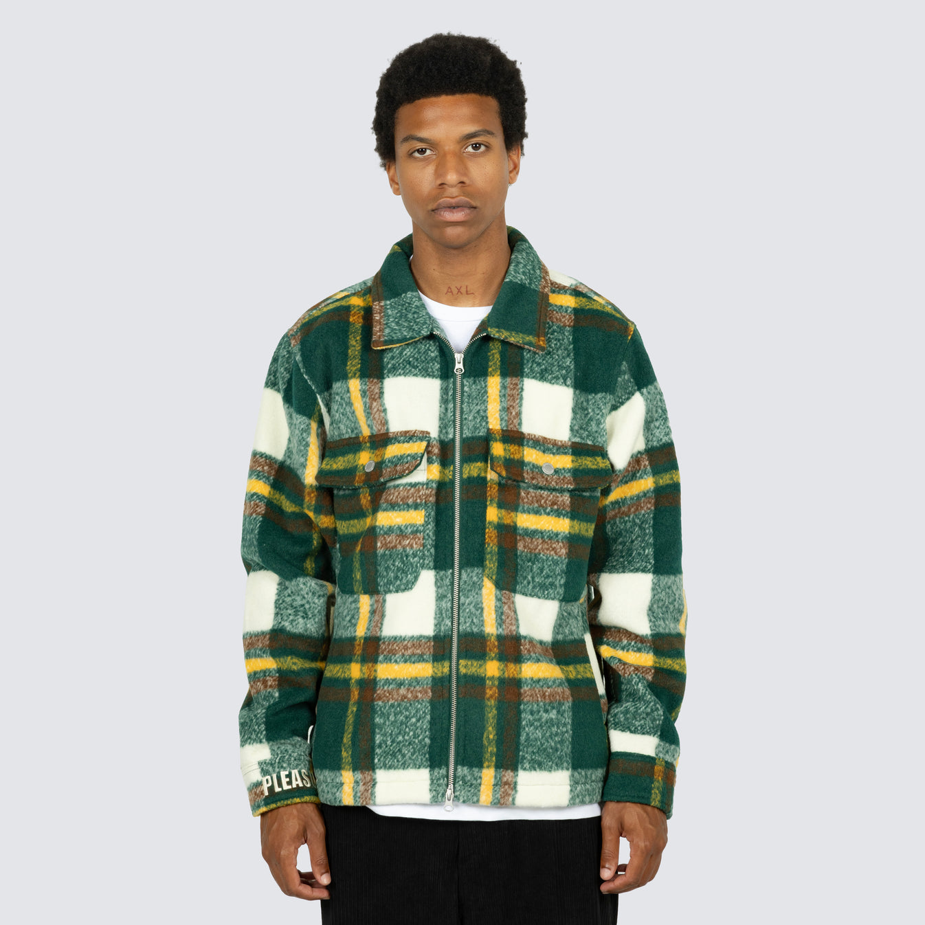 FOLKLORE PLAID WORK JACKET GREEN