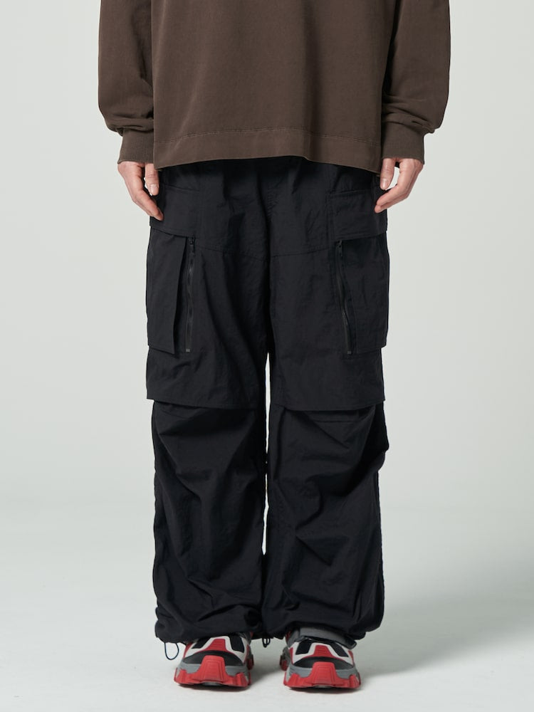 Nylon Puckering Pants Black