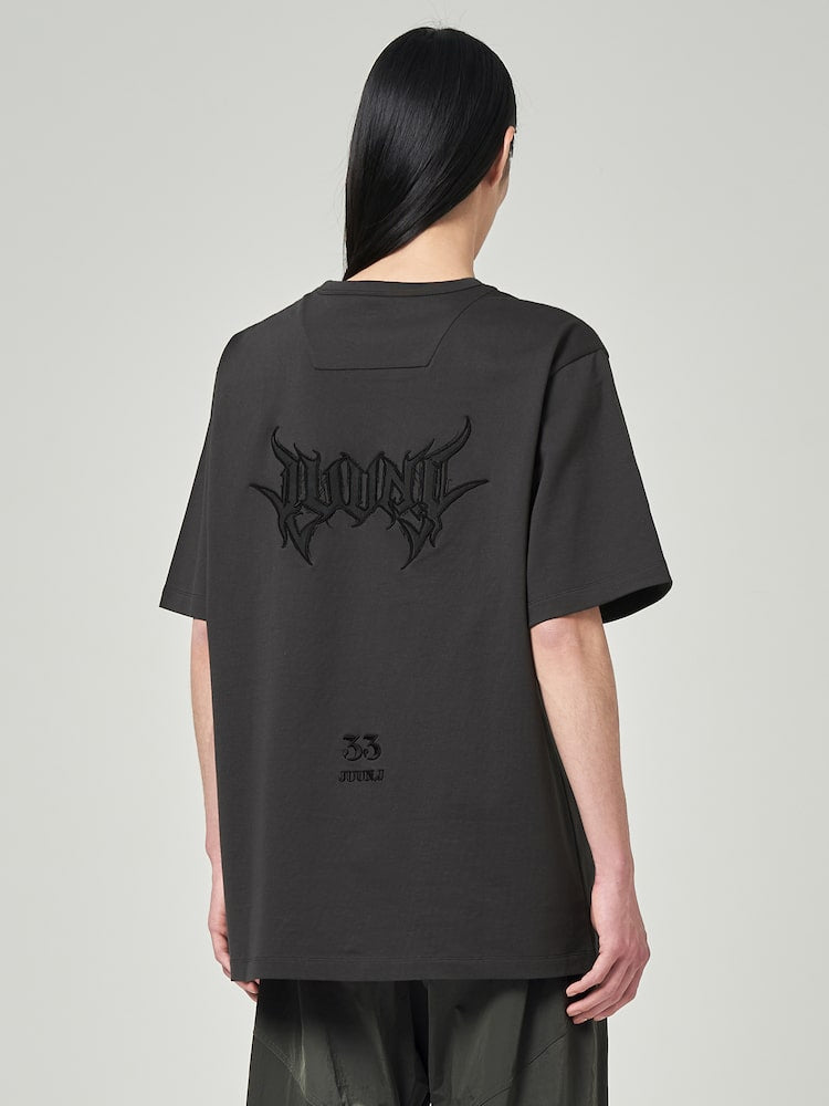 Loose Fit Graphic Embroidered T Shirts Grey