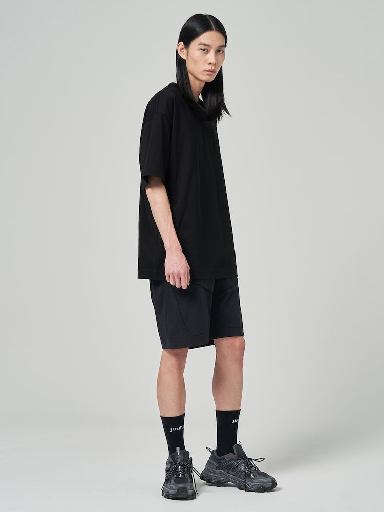 Semi Over Fit Graphic Embroidered T Shirts Black