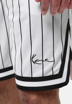 Small Sign Pinstripe Mesh Shorts White
