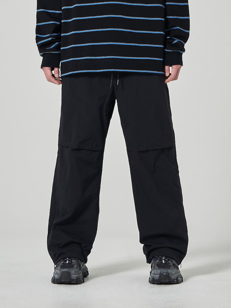 Nylon Side Zipper Pants Black