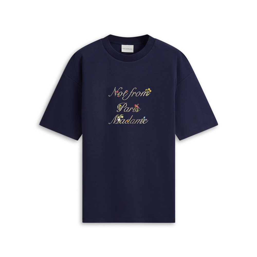 Le Tshirt Slogan a Fleurs Navy