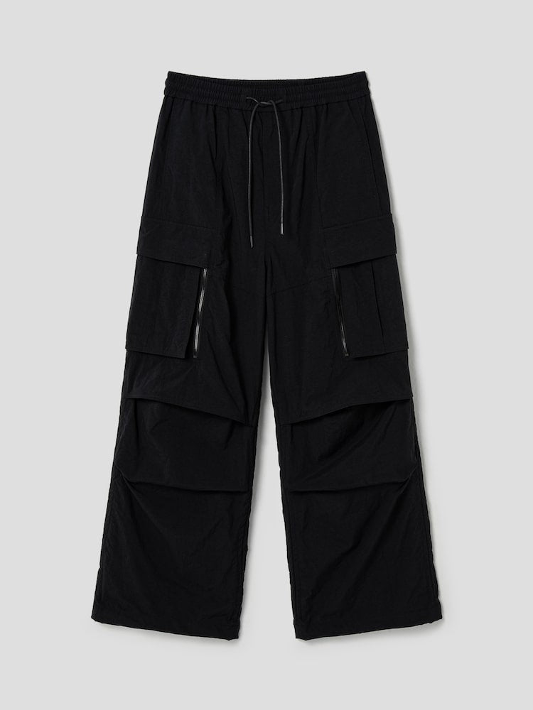 Nylon Puckering Pants Black