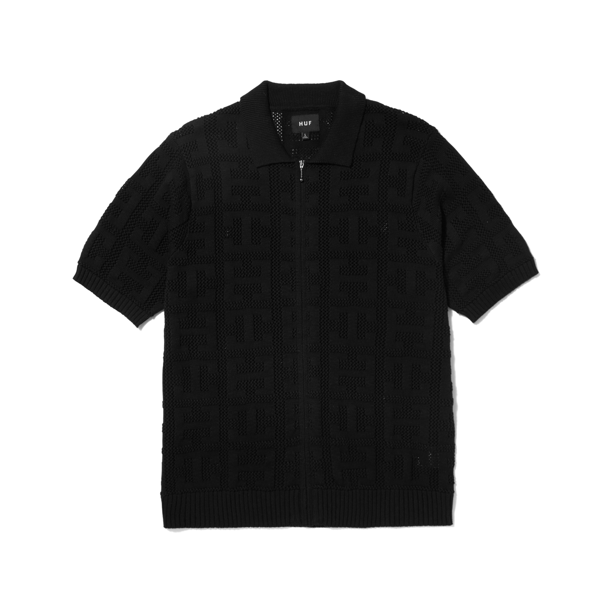 Monogram Jacquard Zip Sweater Black