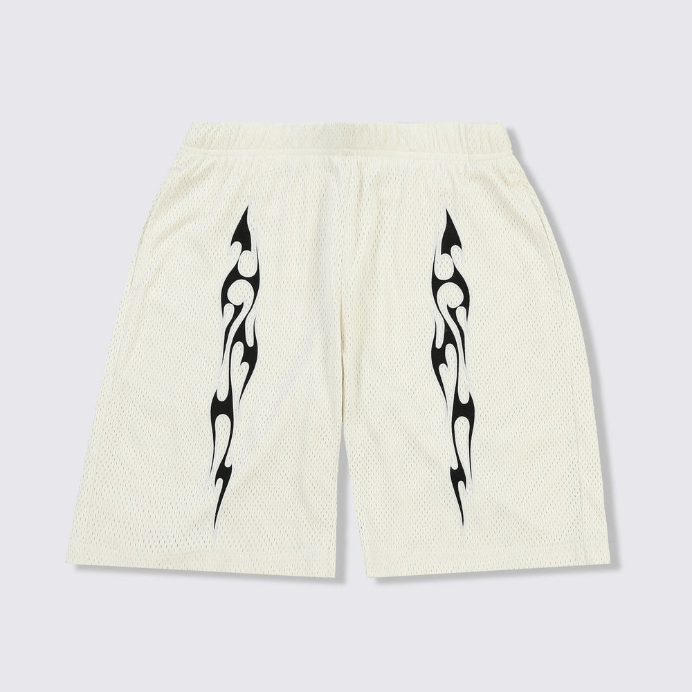 Flame Mesh Shorts Off White