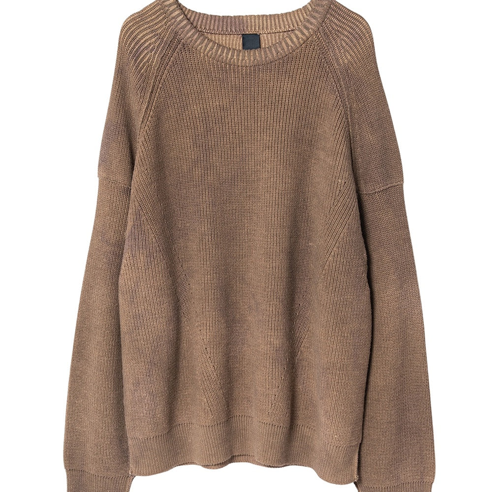 Damaged Dyed Pullover Sweater Brown D