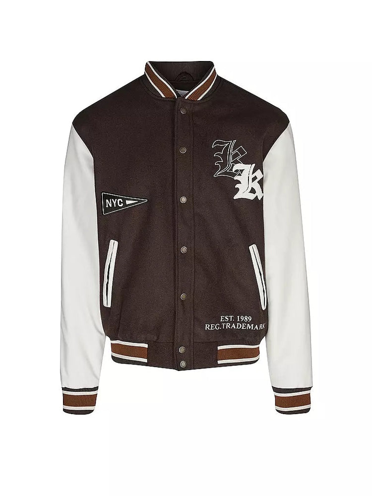 KK Old English Block College Jacketbrownoff white