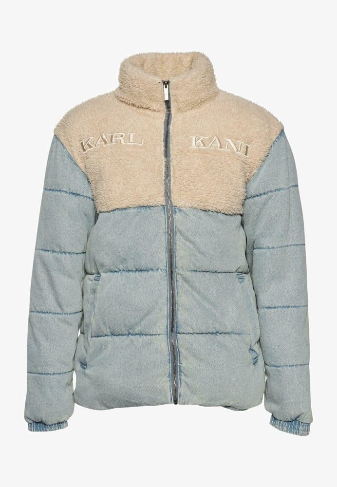 KK Retro Denim Teddy Puffer Jacket multi