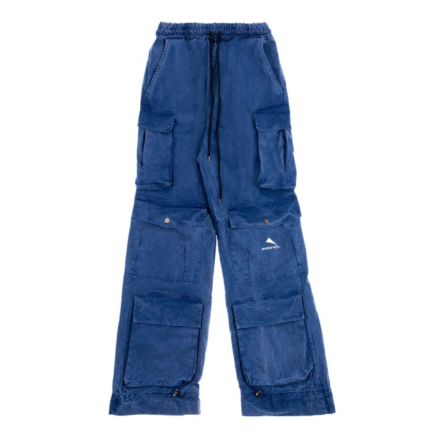 STONE WASHED OVER CARGO PANTS BLUE