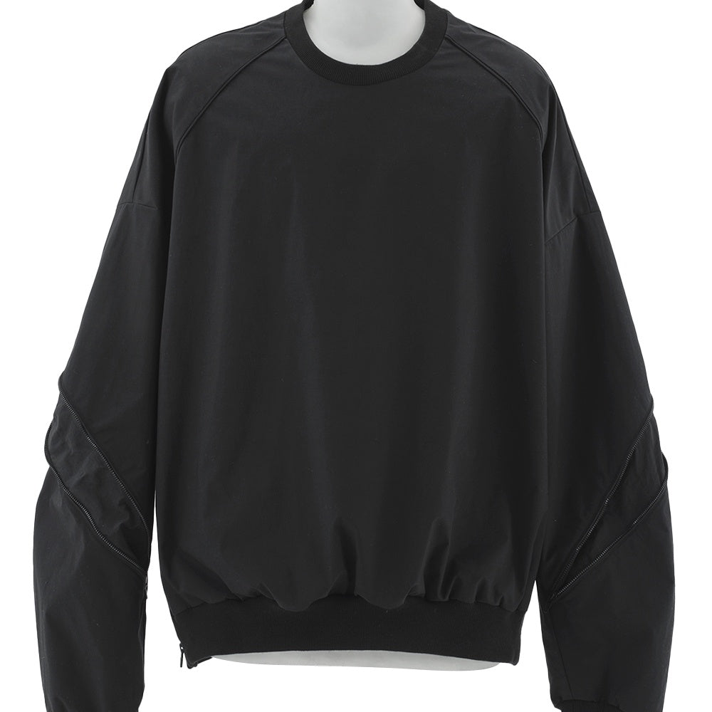 Oblique Zipper Polyester Sweatshirts Black