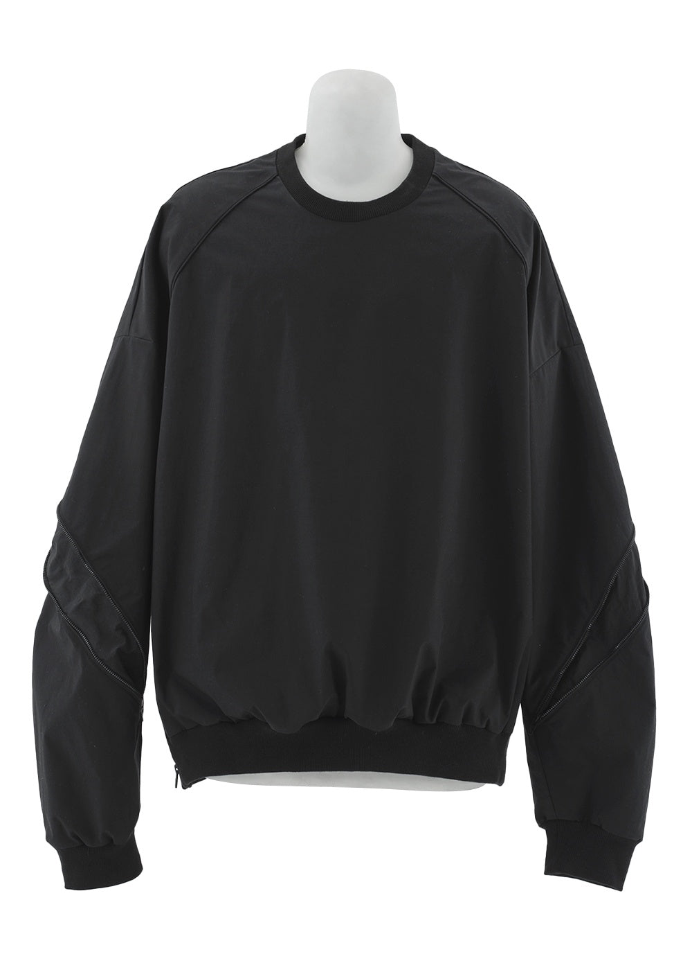 Oblique Zipper Polyester Sweatshirts Black