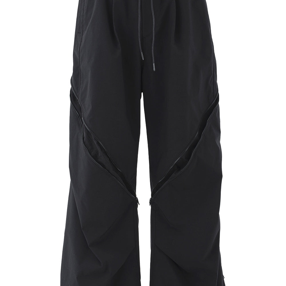 Oblique Zipper Track Pants Ash