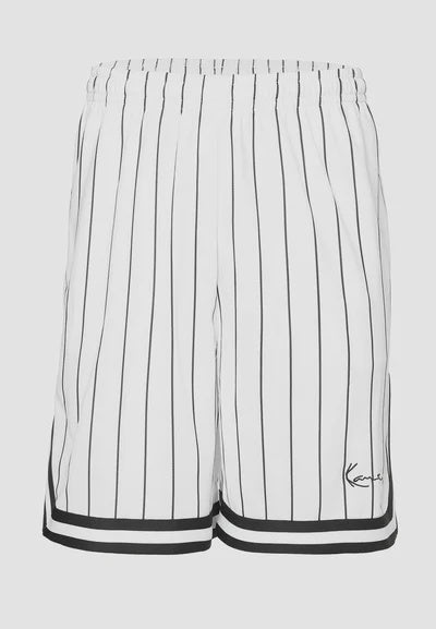 Small Sign Pinstripe Mesh Shorts White