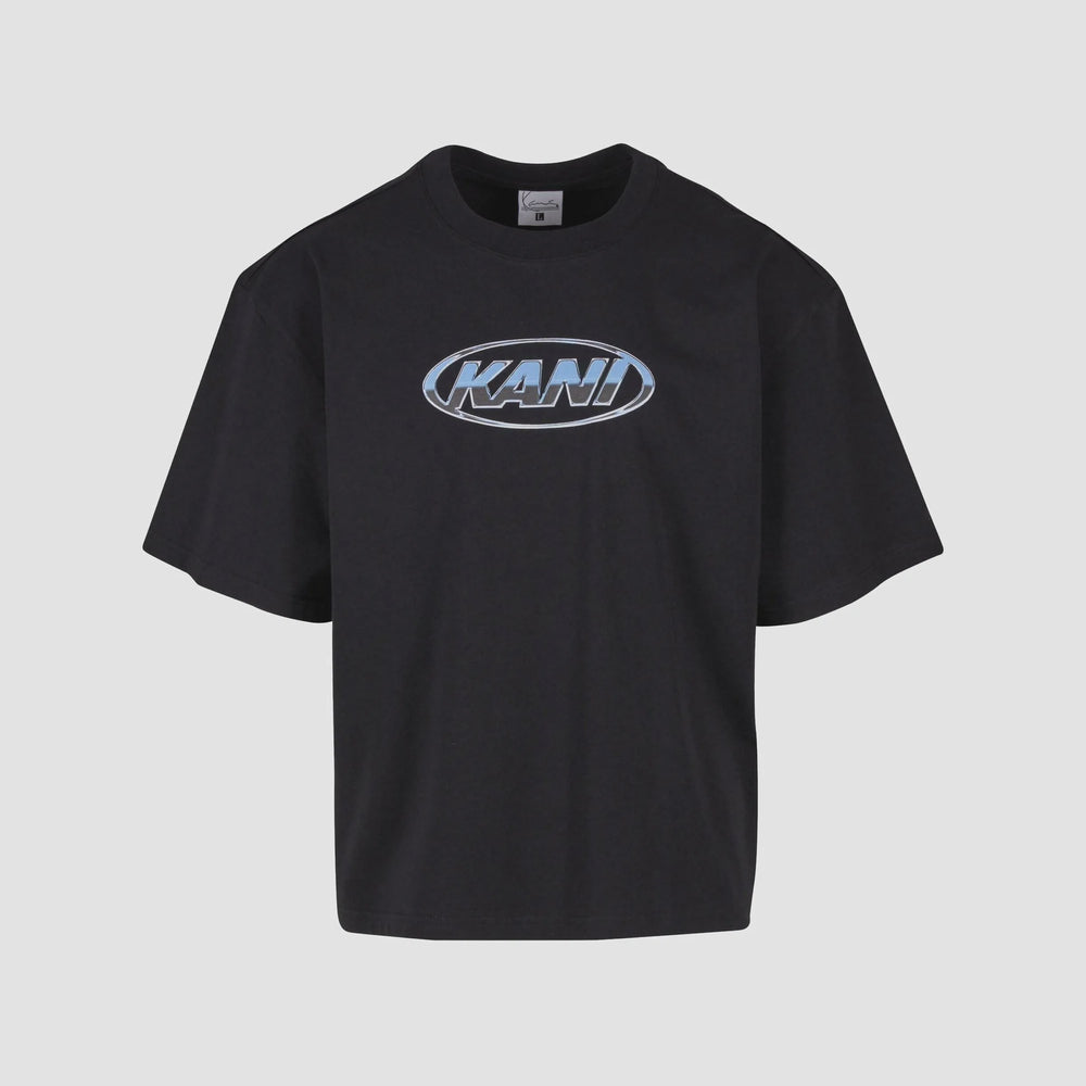 Woven Signature Chrome Logo Crop Tee Black