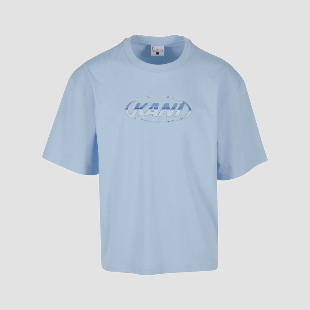 Woven Signature Chrome Logo Crop Tee Light Blue