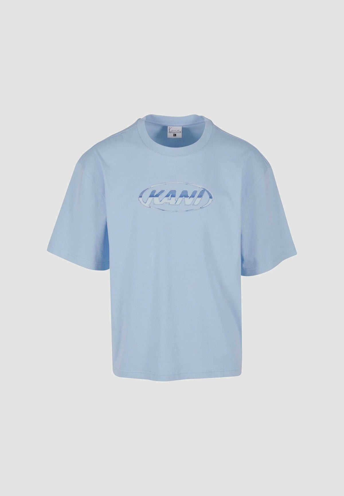 Woven Signature Chrome Logo Crop Tee Light Blue