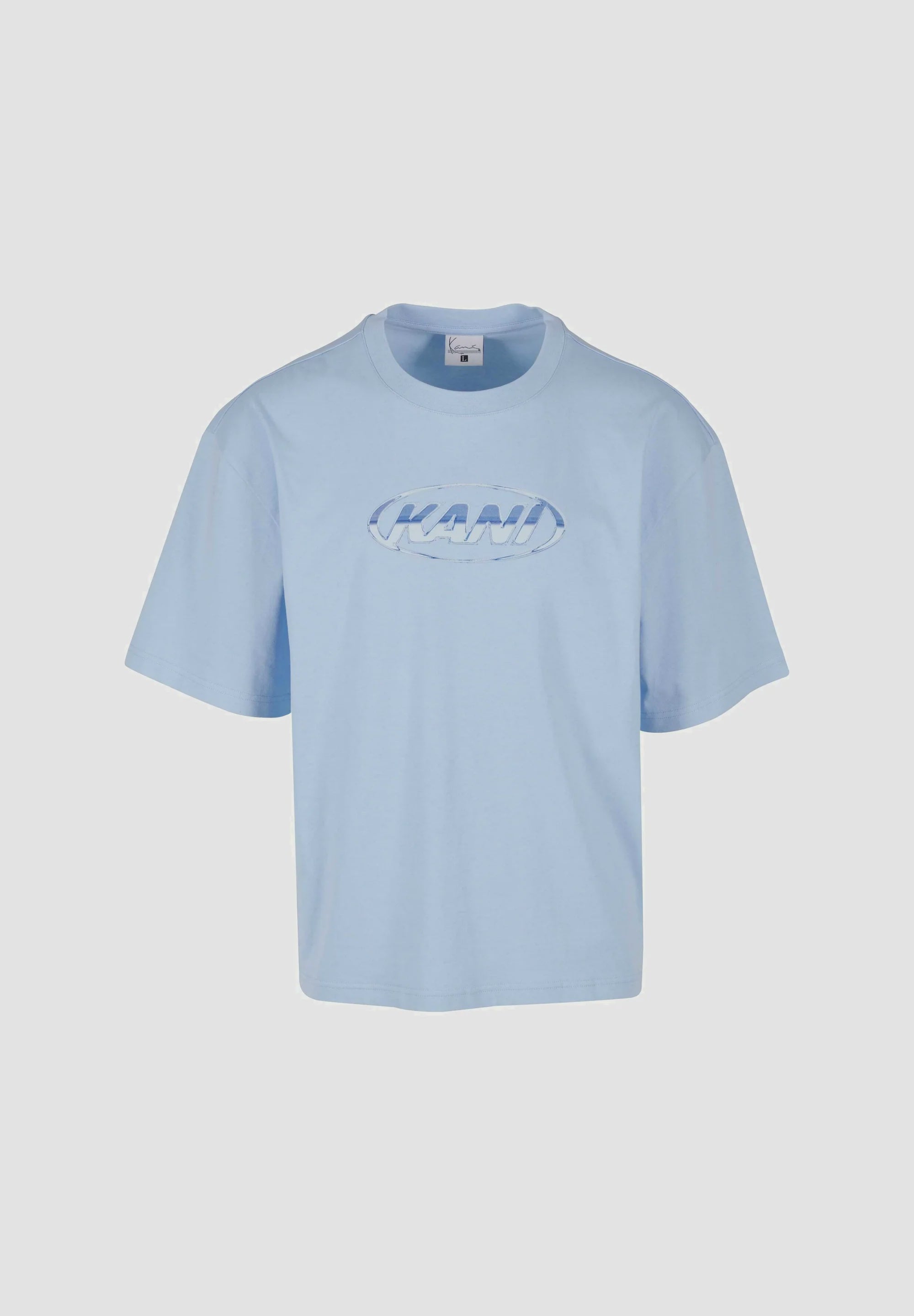 Woven Signature Chrome Logo Crop Tee Light Blue