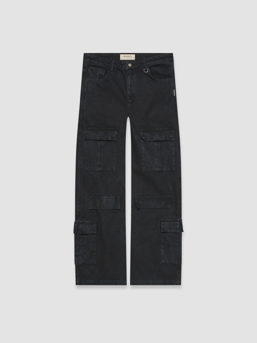 Wrinkled Canvas Cargo Pants Black