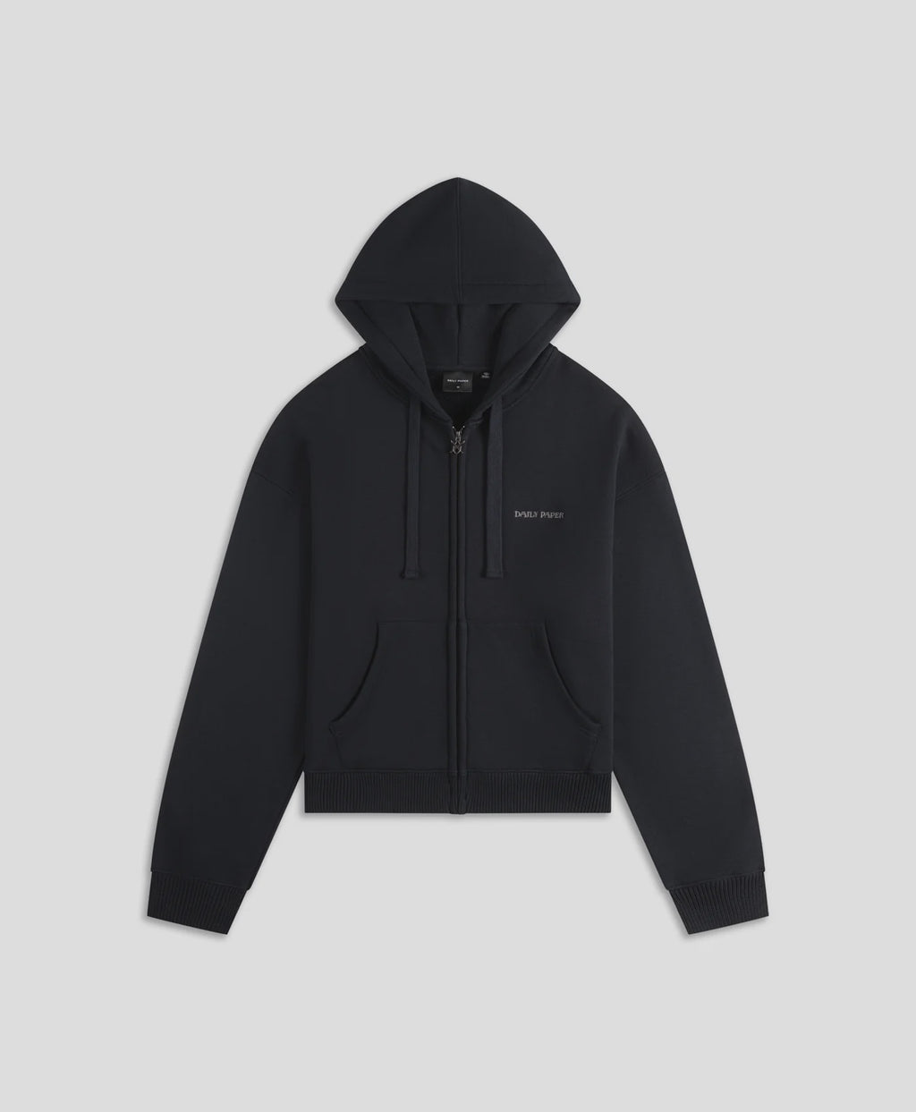 Boxy Zip Up Hoodie Black