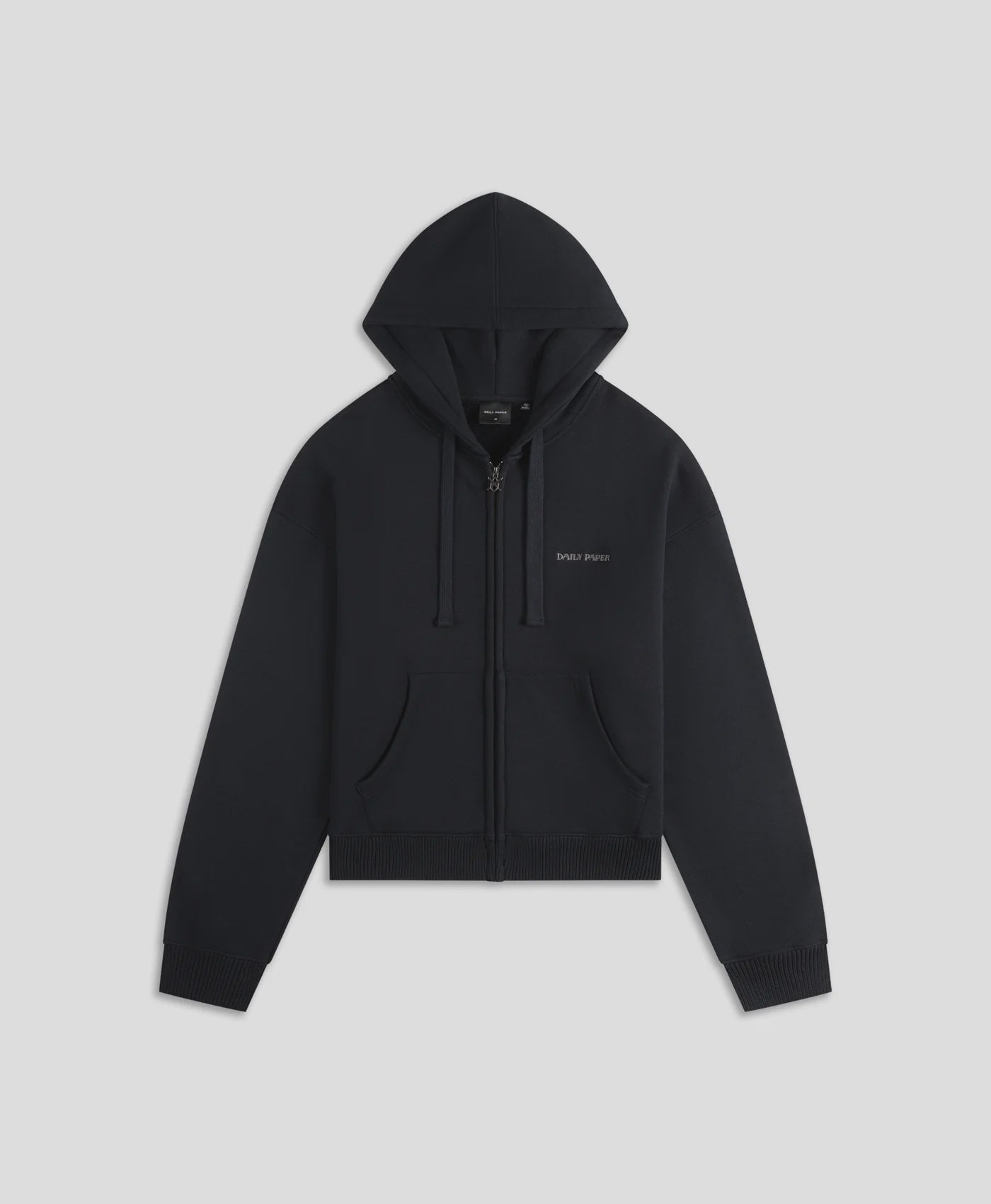 Boxy Zip Up Hoodie Black