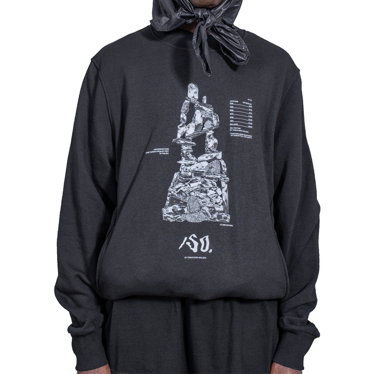 SWEATSHIRT WFRONT GRAPHIC PRINT BLACK RD