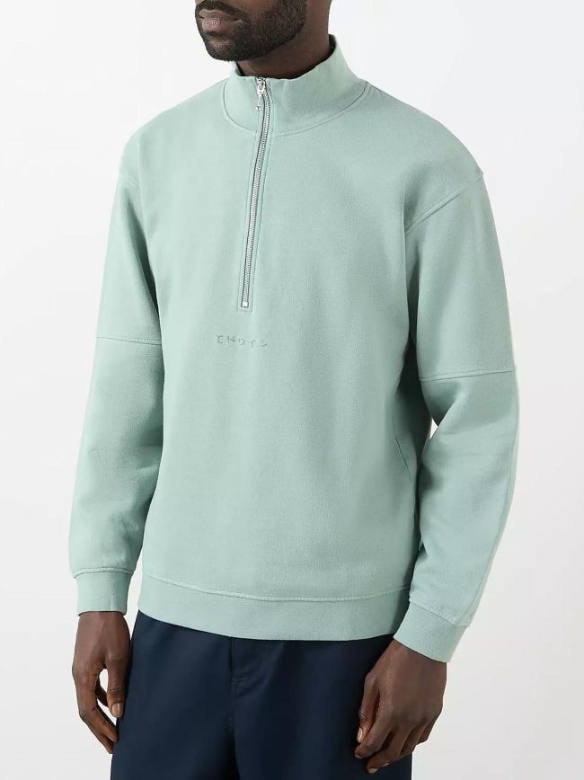 Koji Half Zip Sweat iceberg green garment washed